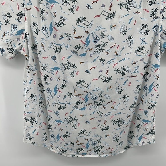 Original Penguin White&Blue Surfer&Beach Design Casual Button Down Shirt Sz Lg - Picture 10 of 11